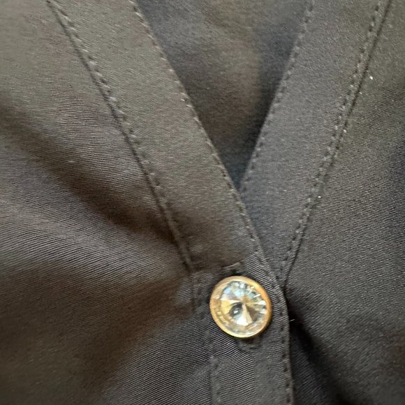 Lilly Pulitzer Silk Elsa Tunic Top Black Split Neck Boho Peasant SMALL #65774 - Picture 3 of 10